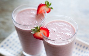 organic strawberry almond butter smoothie
